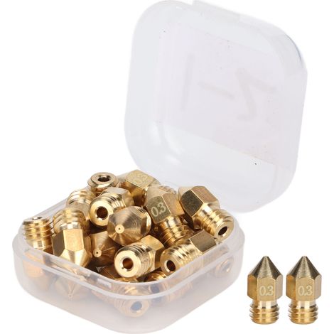 20 Stück MK8-Düsen mit M6-Gewinde (1,75 mm), poliert, für 3D-Drucker, mit Aufbewahrungsbox, 0,3-mm-Ersatz