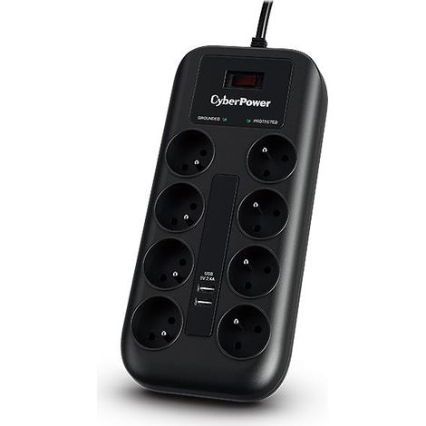 CyberPower Tracer III P0820SUF0-FR surge protector Black 8 AC outlet(s) 200 - 250 V 1.8 m