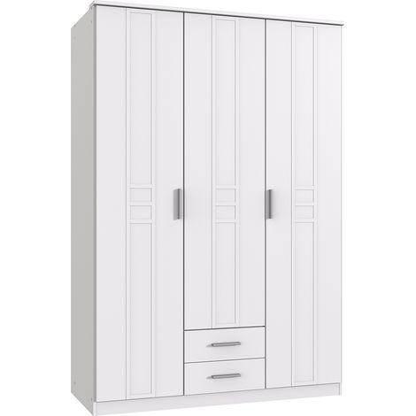 Kleiderschrank mit zwei Schubkästen in weiß BEELEN-43 (1/4)