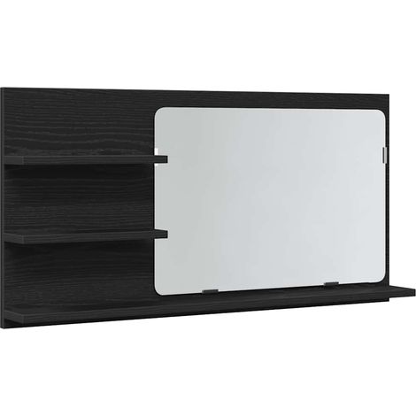 Armoire de salle de bain avec miroir en chêne noir 90 x 11 x 45 cm Bois d'ingénierie