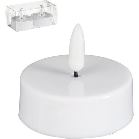 Mica Decorations LED Teelicht batteriebetrieben weiß Ø 6 x 5 cm warmweiß 2 Stück LED-Kerze (1/3)