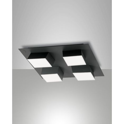 Lucas Plafoniera LED Quadrata 48W 4160lm 3000K Antracite - Struttura in Metallo e Metacrilato Dimmerabile a Taglio di Fase, Design Moderno IP20
