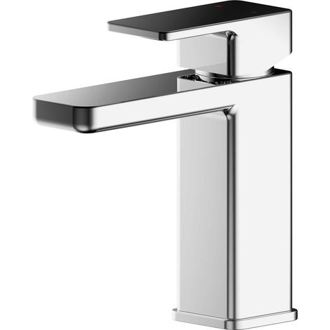 Square Mono Basin Mixer Tap & Push Button Waste Chrome