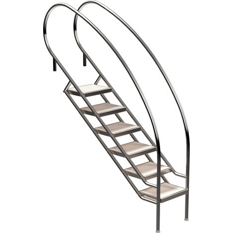 Eichenwald Pooltreppe Modell 08.2 Miami Swing Beckentiefe 1399mm Ausladung 1338mm 6 Edelstahl-Waffelblech-Stufen