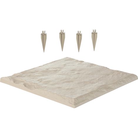 Mophorn Pietre da Giardino 395 x 395 mm Decorative con Picchetti, Set di 8, Pavimentazione in Plastica Resistente alle Intemperie, Superficie Liscia, Ideale per Prato, Patio, Beige