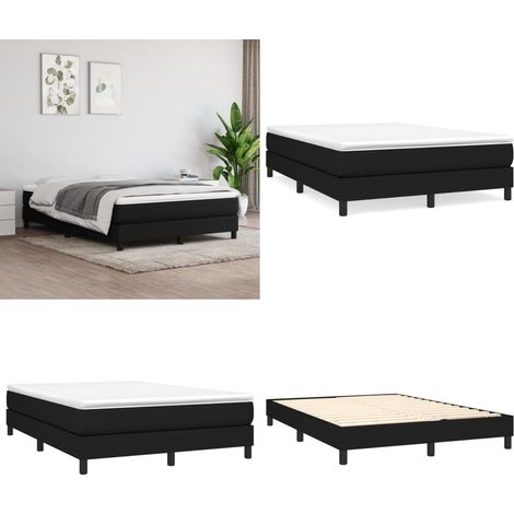 Cadre de lit sans matelas noir 140x190 cm tissu - Cadre De Lit - Lit Double - Literie - Meuble Chambre - Design Moderne - Home & Living