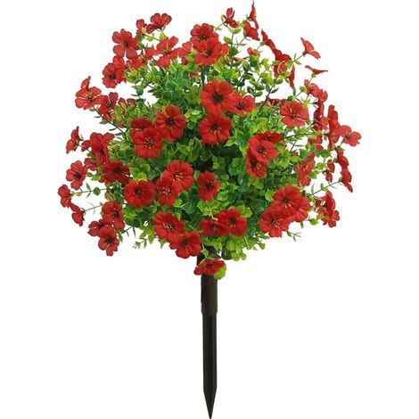 Künstliche Buchsbaumkugeln, zu Formschnittfiguren mit Blüten verziert, 60 cm langer Stab, langlebig (rot)