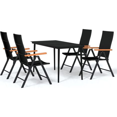 Maison Exclusive - 5-tlg. Garten-Essgruppe Schwarz