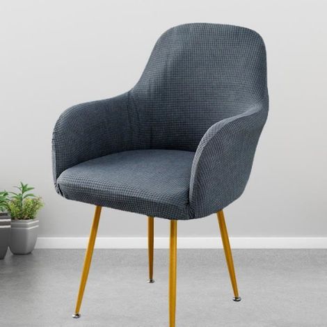 Housse de Chaise Salle a Manger de avec Accoudoirs, Extensible Couvre de Bureau Chaise Moderne Fauteuil Couverture Chaise,Gris (1/3)