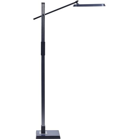 Lámpara de pie LED gris oscuro negro 144 cm sintético altura regulable Aquarius