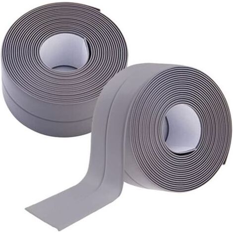 Rouleaux Joint Douche Adhésif Joint Silicone Salle De Bain Gris PVC Bande Etancheite Autocollante Anti Moisissure Joint Porte Douche pour Cuisine Toilette Fenêtres (1/4)