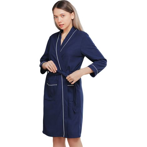 Peignoir long et léger en nid d'abeille pour femme (taille extra large)