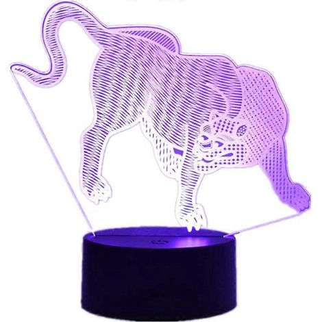 3D-Nachtlicht mit optischer Illusion für Kinder, Tiermotiv, Weihnachts- oder Geburtstagsgeschenk für Jungen, Mädchen und Babys, 7 Farben, Fernbedienung, Schreibtischlampe (Leopard) (1/5)