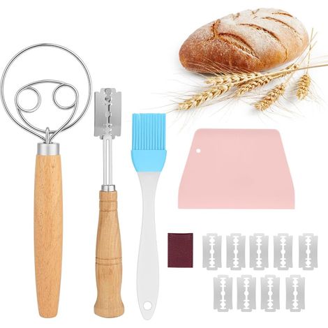 Set of 4 Baker's Blades, with Danish Whisk Bread Knife 10 Blades (1/5)