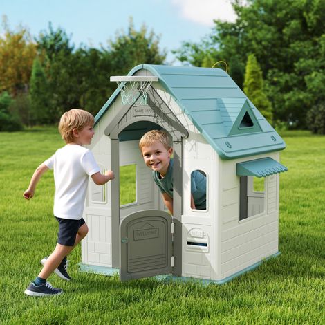 Beige - Maison jeu 5-en-1 2–5 ans, basket, football, fléchettes, lancer anneaux, intérieur extérieur, design sécurisé