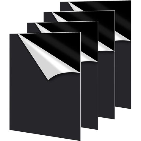 Lot de 4 plaques en verre acrylique noir A4 - 3 mm - 297 x 210 mm - Plaques acryliques avec film de protection - Plaque en plastique acrylique pour panneaux, bricolage, affichage, peinture (1/5)