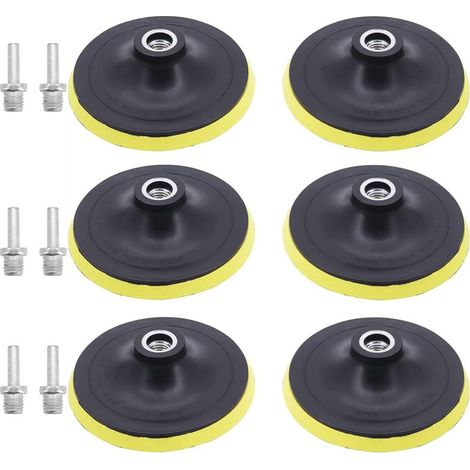 Lot de 6 Plateaux de Ponçage 150mm Disques Abrasifs Assiette de Ponçage avec Filetage M14 Fermeture Auto-agrippante Plaque de Support de Ponçage Polissage pour Perceuse Meuleuse d'angle (1/5)