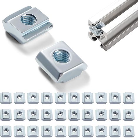 30 Pièces 20 Série M4 Écrou à Glissière en T, T-Fente Écrou de Tête de Marteau, Écrous Carrés en T, pour Fente de 6 mm 2020 2040 2060 Profil D'Extrusion en Aluminium (1/5)