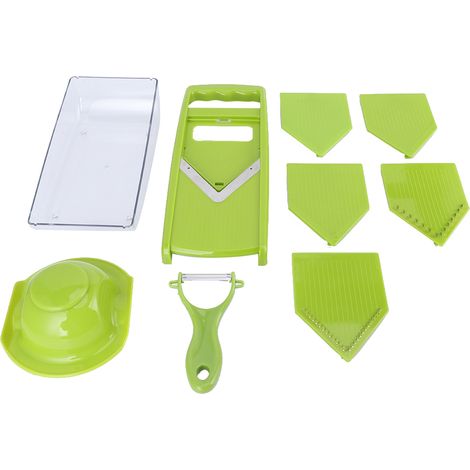 Hachoir multifonction 5 en 1 pour légumes, pommes de terre et carottes, trancheuse, râpe, accessoire de cuisine, vert (1/5)