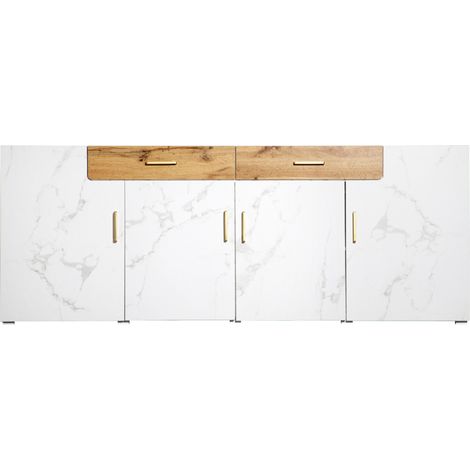 Aparador de cocina con 4 puertas y 2 cajones 208 x 39,5 x 80 cm blanco HOMVRA (1/5)