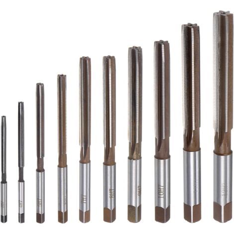 BUNTHAUS 10Pcs Jeu de Alésoirs à Main 3mm 4mm 5mm 6mm 7mm 8mm 9mm 10mm 11mm 12mm H7 Alésoir en Acier Allié Métrique à Flûtes Droites Outil de Coupe en Acier pour le Métal le Bois (1/5)