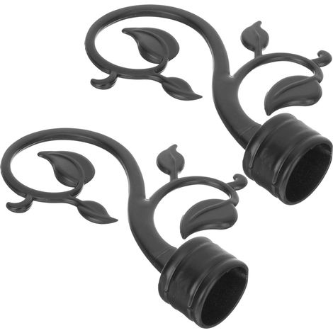2pcs Embouts pour Tringles à Rideaux Noirs en Plastique, Faciles à Retirer, Effet Décoratif Élégant pour Maison ou Présent de Pendaison de Crémaillère (1/5)