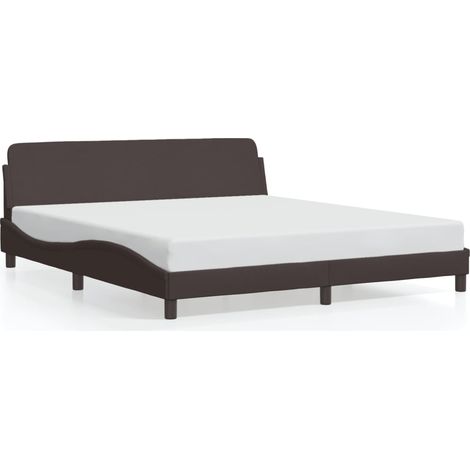Lit double，Lit adulte，Cadre de lit Dover marron foncé 160x200 cm tissu CFW7333985 (1/5)