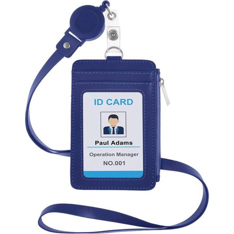 Porte-badge Avec Cordon Détachable - Porte-carte D'identité À Fermeture Éclair - Pour Événements Professionnels - Lot De 1 Pièce (1/4)