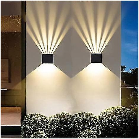 appliques murales intérieures/extérieures modernes, éclairage haut et bas, LED 6 W, aluminium, blanc chaud 3000 K, étanche IP65, SZRH AS (1/5)