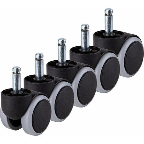 (Pack de 5 articles) 50 mm Roue en caoutchouc Chaise de bureau pivotant à roulettes de remplacement double Roulettes meubles Appliance et équipements de pas de rayures（M11） (1/5)
