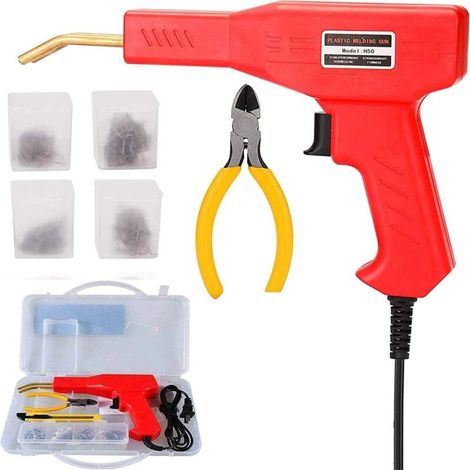 Soudeur de Plastique 50W Machine de Soudage en Plastique Chaud Kit de de Réparation de Pare-Chocs de Voiture avec 200 Pièces Agrafeuses Chaudes H358 (1/5)