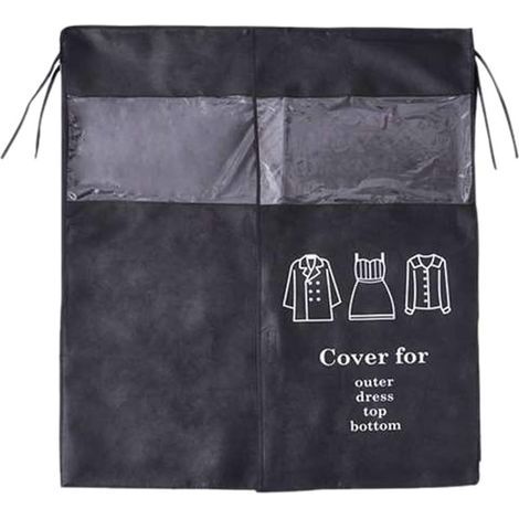 Funda Protectora para Ropa 90 × 110 cm, Funda Antipolvo Universal para Perchero, Cubiertas para Prendas (Negro) (1/5)