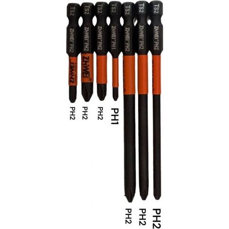 Set 7 Punte Magnetiche PH1 PH2 per Trapano Avvitatore Attacco 1/4" 07573