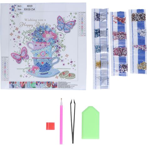 Diamond Painting DIY Shiny Butterfly Teacup 5D Full Diamond Point Diamond Painting Home Decoration (1/5)