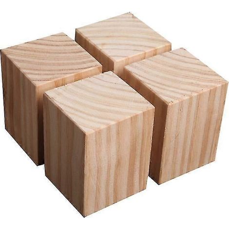 Ensemble de 4 pieds de meubles en bois, rehausseurs de meubles pour la maison, pieds de lit surélevés, 5 x 5 x 8 cm (1/5)