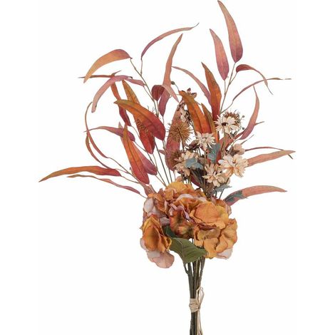 Planta ramo con hortensia decorativa artificial naranja 35x12x72h cm (1/5)