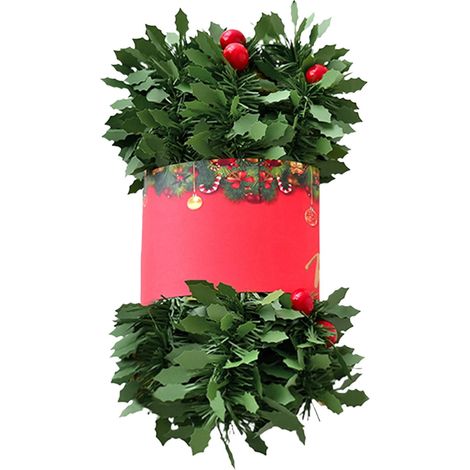 Guirlande De Baies Rouges Et Feuilles - Vigne Torsadable Pour Décoration De Noël - Arbre De Noël Cheminée Porte Table - 2 M (1/5)