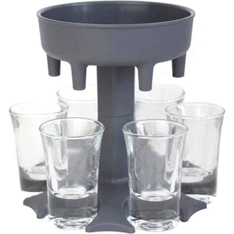 Porte-verres à vin rotatif, gris, capacité de 6 verres, accessoire de bar pour fêtes (1/5)