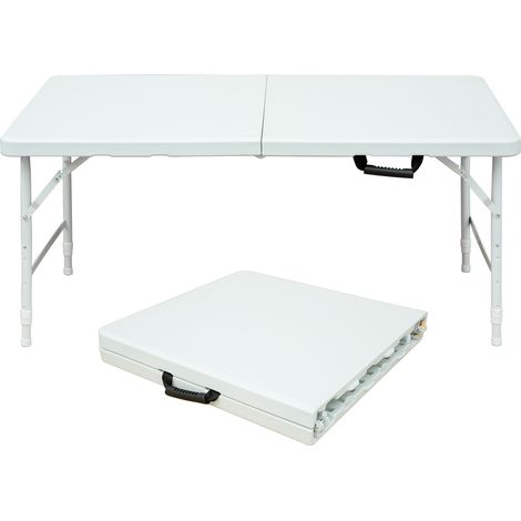 Tragbarer Klapptisch 125 cm, höhenverstellbar, robust, weiß (1/4)