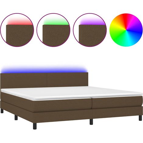 Maison Exclusive - Letto a Molle Materasso e LED Marronescuro 200x200cm in Tessuto (1/5)