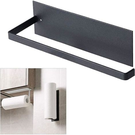 Porte-rouleau de cuisine auto-adhésif, distributeur de film essuie-tout à fixer sous les placards, pour salle de bain, réfrigérateur, etc. (1/5)