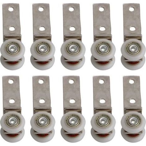6,5 x 1,9 cm Coude de conduit en métal Roulement Bloc de poulie avec deux Plastique de roue pour porte coulissante fenêtre Cabinet (1/4)