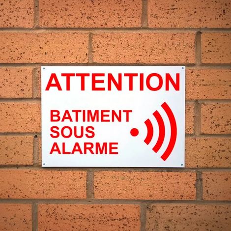Panneau extérieur 'ATTENTION BÂTIMENT SOUS ALARME'  - plastique rigide (format A4) (1/2)
