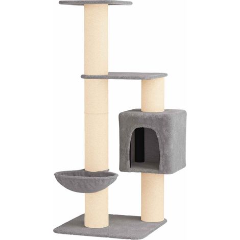 Árbol para gatos con postes de sisal Gris Claro 137 cm vidaXL (1/5)
