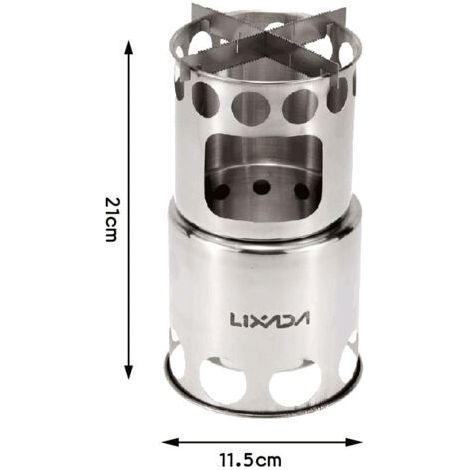 Réchaud à bois léger et portable en acier inoxydable pour cuisine en plein air, pique-nique, camping (1/4)