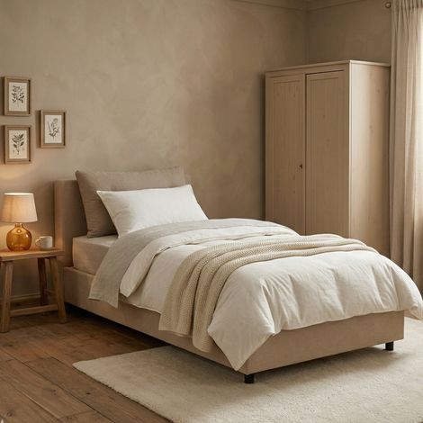 Talamo Italia Einzelbett Chantal, Containerbett mit Kunstlederbezug, 100% Made in Italy, Frontöffnung, inklusive Matratze 80x190 cm, Turteltaube (1/5)