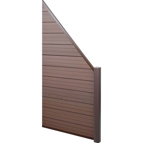 [NUNCA USADO] WPC pantalla de privacidad Sarthe, valla cortavientos, poste de aluminio, elemento de extensión diagonal derecha, 0.95m marrón