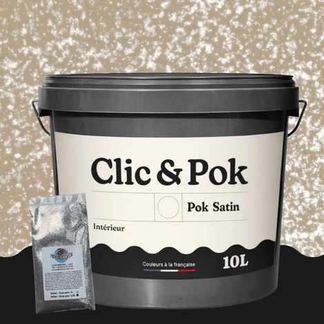 Peinture Effet Pailleté pour Murs & Plafonds - POK PAILLETTE - 10L - Noisette (1/4)