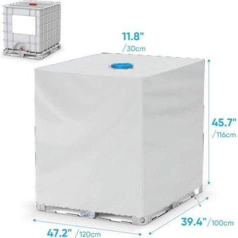 Housse de protection 210D pour conteneur IBC, étanche à l'eau et à la poussière, protection UV, couleur argent. (1/3)