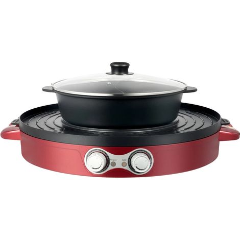 Fondue china, cocina eléctrica, parrilla de mesa, negra (1/2)